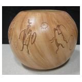 5" Tall Etched Navajo Bowl - Signed At Base