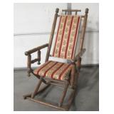 Vintage Upholstered Wood Rocking Chair