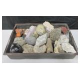 8" x 12" x 2.25" Metal Bowl w/ Assorted Minerals