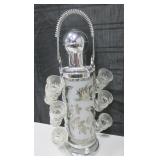 Barware Glass Decanter w/ Stand & 6 Shot Glasses