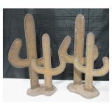 Pair Of Metal Cactus Yard Art / Decor - 18.5" Tall