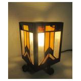 Art Deco Style Glass & Metal Table Lamp - 7" Tall