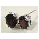 .925 Marked Earrings w/ Red Stones-Missing 1 Back