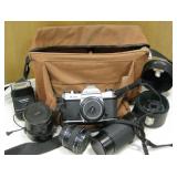 Pentax K1000 SLR Film Camera & Misc Lenses