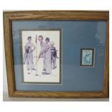 11.5" x 9.5" Golf Themed Framed Art & Stamp