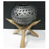 5.5" Tall SW Style Reticulated Bowl w/ Wood Base