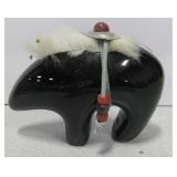 4" Tall Native American Bear - Initialed At Base