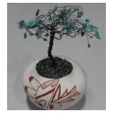 Southwest Pottery Pot with Wire and Stone Tree