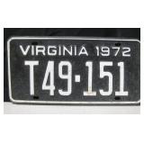 1972 Virginia Black & White License Plate