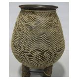 Large Ceramic Bowl w/ Wood Base - 17.5" Tall