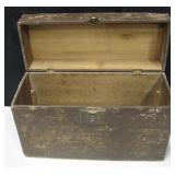 Vtg Wood Box w/ Carrying Handle - 18.5" x 7" x 12"