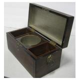 Antique Wood Tea Caddy - 12" x 6" x 6"