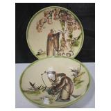 2 - 10" Decorative Asian Plates / Shallow Bowls