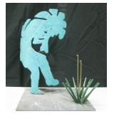 1.5" Tall Painted Kokopelli & Yucca Metal Art