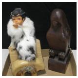 3 Carved Wood Native Style Decor - Tallest Is 11"