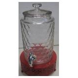 17" Tall Glass Iced Tea Dispenser w/ Metal Base