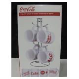 NIOB Coca-Cola 4 Mug Set w/ Metal Stand