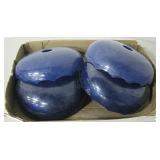 Lot of 7 Cobalt Glass Lamp/Candle Bases 7.25" Dia.