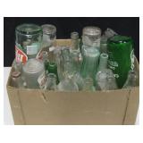 Box Of Assorted Vtg Soda Pop Bottles