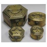 Lot Of 4 Brass Boxes - Largest Is 6" Diameter