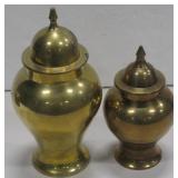 2 Lidded Brass Jars - Tallest Is 8.5"