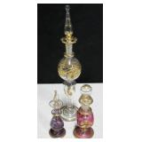 3 Finely Decorated Perfume Bottles w/ Stoppers