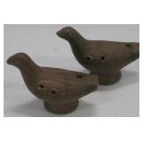 2 Swedish Clay Bird Whistles - 2.5" Tall