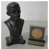5" Resin Kennedy Bust & Copper Inaugural Medal