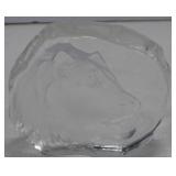 Glass Lion Head Paperweight - 4" Diameter