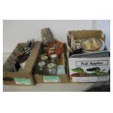 3 Boxes - Plates, Glassware, Metalware & Decor