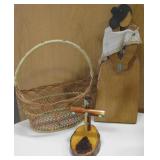 SW Lot - Wood Figurine, Basket & Cross