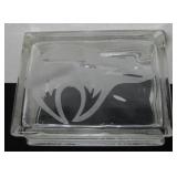 Native Style Bear Etched Glass Block
