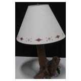 26" Tall Vtg Cactus Wood Base Table Lamp - Works