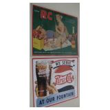 2 Repro Soda Pop Signs - RC Cola & Pepsi Cola