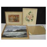 4 Assorted Art Pieces-Largest is 21.5" X 17.75"