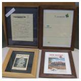 Lot of 4 Framed Vintage NM Pamphlets and Ephemera