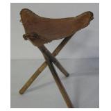 18" Mexico 3-Legged Stool w/ Leather Seat