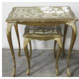 Distress Painted Vintage Pair Of Nesting Tables