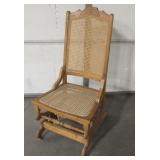 Vintage Wood Rocking Chair w/ Cane Web Seat & Back