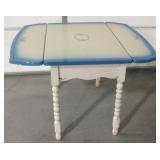 Antique 47" x 40" Enameled Metal Top Wood Table