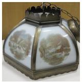 Vintage 15" Diameter Currier & Ives Decorated Lamp