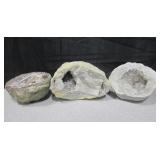 Lot Of 3 Geodes - Largest About 4" x 3" x 3"