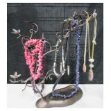 15" Tall Metal Jewelry Tree w/ Shown Necklaces