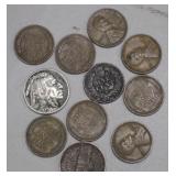Indian Head Cent, Buffalo Nickel & Other Vtg Coins
