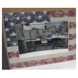 24" x 18" USA Flag Wood Framed Mirror