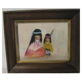 Framed Native American SW Painting - 13.5" x 11.5"