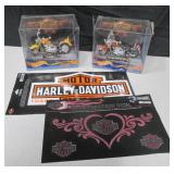 2 NIP Hot Wheels Harley Bike & 2 H-D Decals