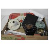 Vtg Light Fixture, Ceramic & Metal Trays & More