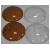 2 Amber & 2 Clear 4.75" Auto Lamp Lenses - Vtg