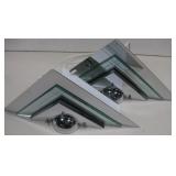 2 Art Deco Style Glass & Metal Sconce Lights